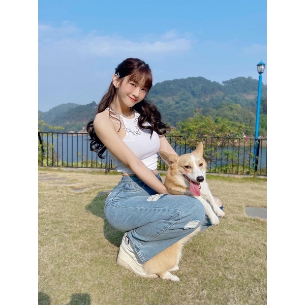 M2479-QUẦN JEAN XANH ỐNG RỘNG RÁCH SIU HOT | BigBuy360 - bigbuy360.vn