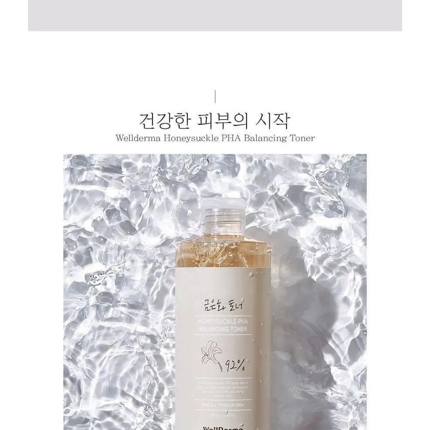 Nước Hoa Hồng Se Khít Lỗ Chân Lông & Loại Bỏ Mụn Đầu Đen Toner Wellderma Honeysuckle Pha Balancing 500ml