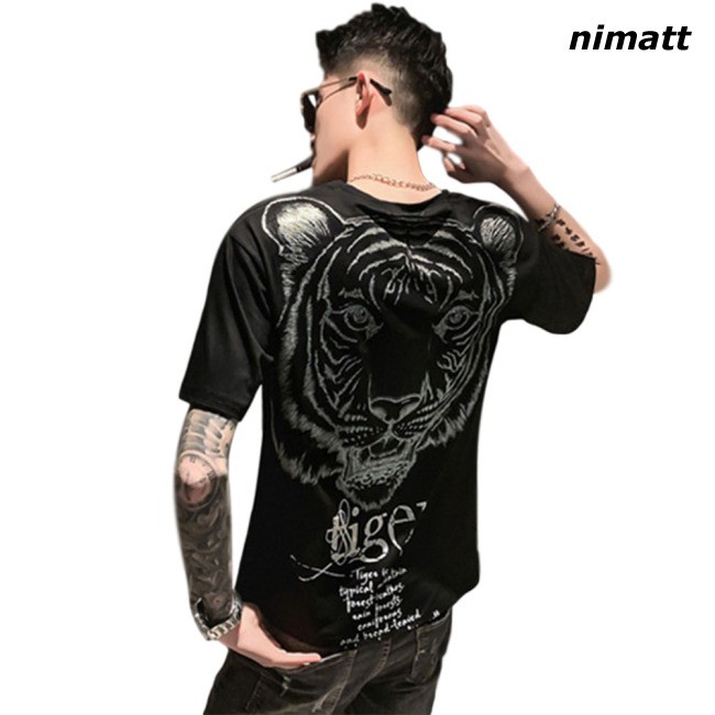 Áo Thun Nam Tay Ngắn Họa Tiết Hình Con Hổ back sleeve t