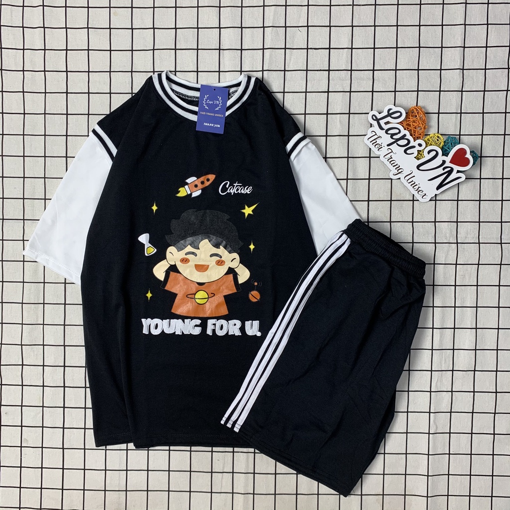 Set Đồ Bộ Bóng Rổ Nam Nữ Mẫu Young Fou U Phong Cách Ulzzang- Lapi Vn, Phom Unisex, Freesize