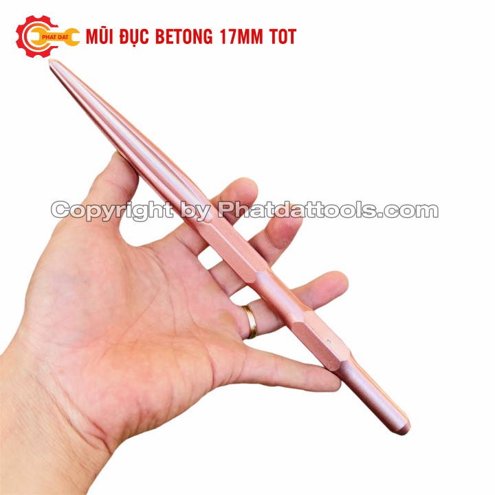 Mũi đục betong 17 cao cấp TOT Thương Hiệu Đài Loan làm bằng Thắp cường lực bền chống mài mòn