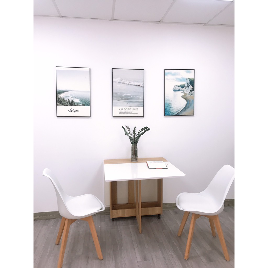 Tranh treo tường decor bộ 3 tranh tráng gương cao cấp mẫu bãi biển hiện đại phòng khách- GD46