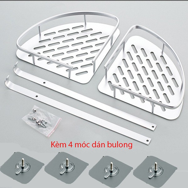 Kệ góc nhà tắm 2 tầng dán tường hợp kim nhôm