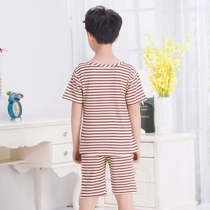 Set Đồ Ngủ Ngắn Tay In Họa Tiết Gấu Dễ Thương Dành Cho Các Bé