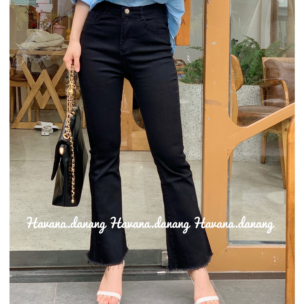 Quần jeans ống loe suông dài, jeans loe trơn