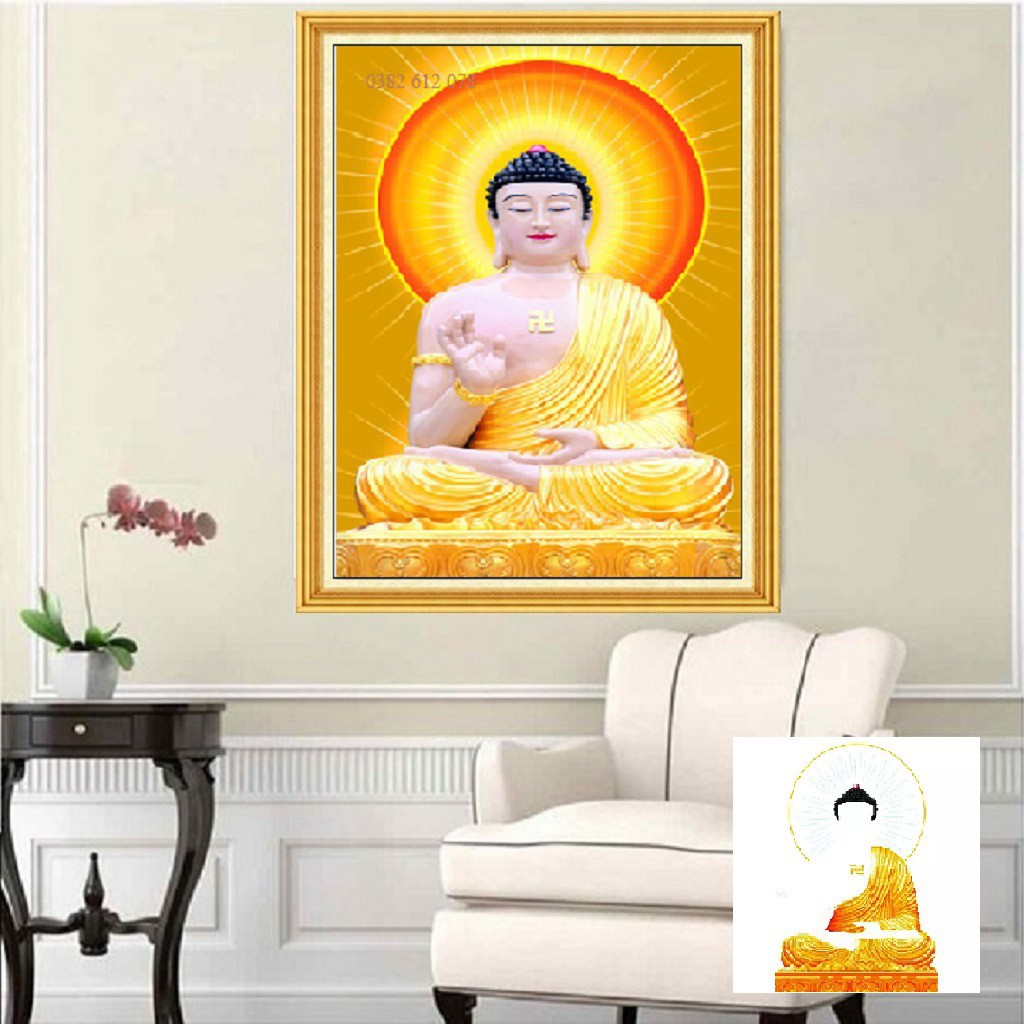 ❤FLASH SALE❤ Tranh Đính Đá Phật Tổ Như Lai Đá ABC Cao Cấp - Kích Thước 75x53cm