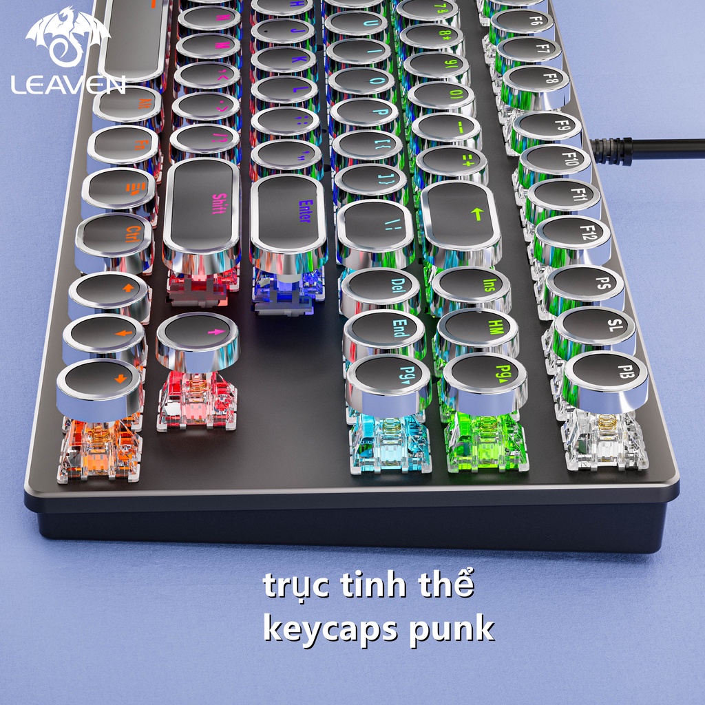 Bàn phím máy tính Bàn phím cơ LEAVEN K550 Punk 87 phím Hiệu ứng ánh sáng RGB bàn phím cơ gaming