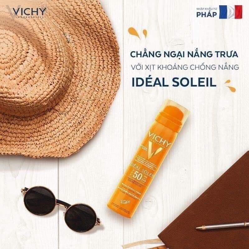 Xịt Khoáng Vichy Ideal Soleil SPF 50 PA++ Chống nắng,Giảm Dầu,Không Gây Nhờn Rít 75ml