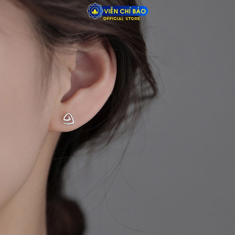 Bông tai bạc nữ xoắn tam giác cá tính chất liệu bạc 925 thời trang phụ kiện trang sức nữ Viễn Chí Bảo E030