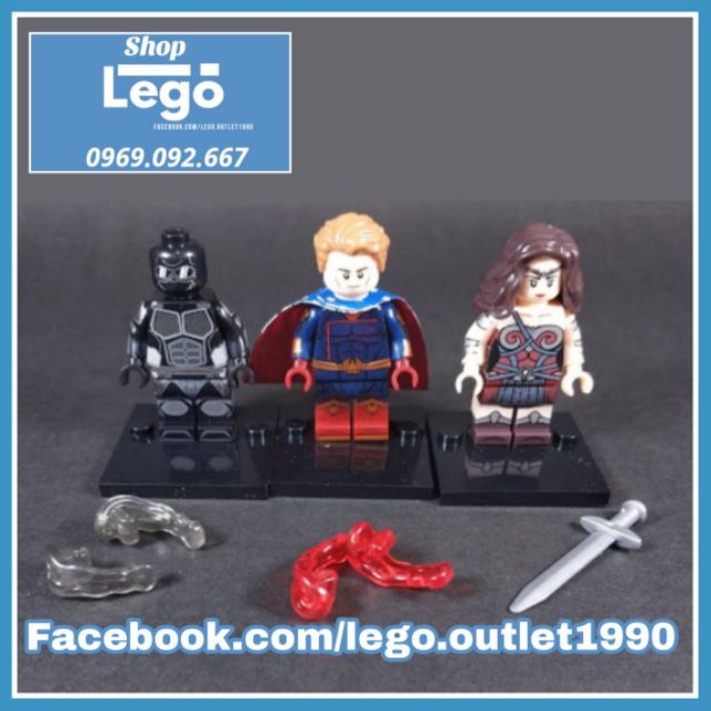 Xếp hình The Boys&lt;br&gt;Siêu anh hùng Homelander - Starlight - A-Train - Translucent - Black Noir Lego Minifigures Kopf KF6103