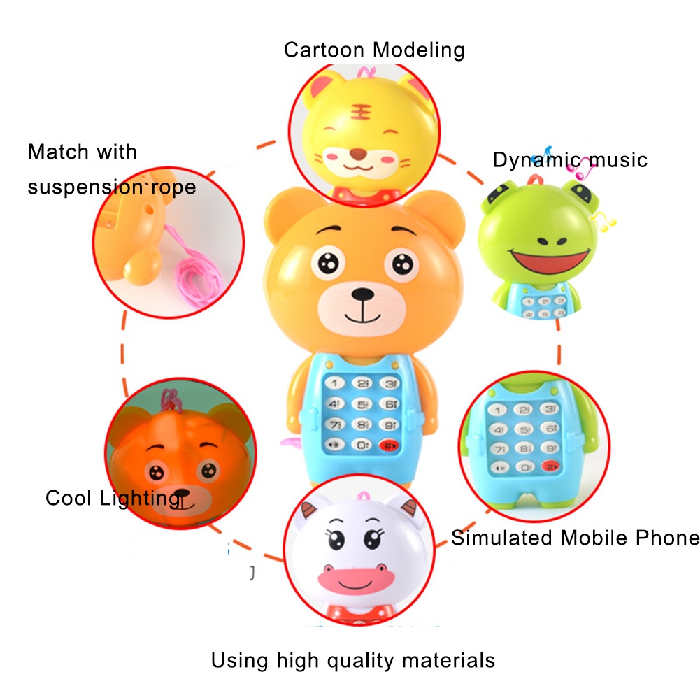 Điện Thoại Đồ Chơi Hình Chú Ếch Hoạt Hình Có Đèn LED Và Dây Đeo