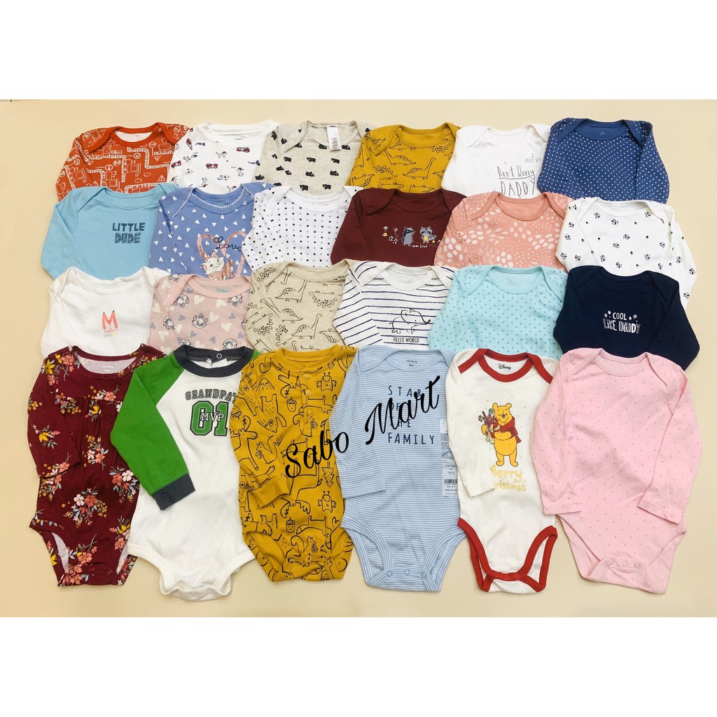 SET 5 BodySuit, Body Chip Dài Tay Xuất Dư Xịn Xò 100% Cotton Cho Bé trai/Bé gái