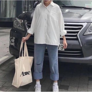 Áo sơ mi trắng trơn ullzang basic