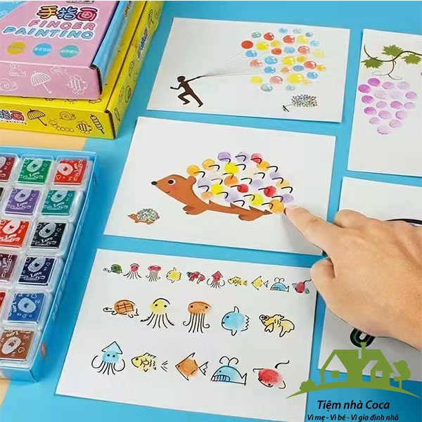 Đô chơi giáo dục bộ đồ chơi sơn ngón tay trẻ em, Sơn graffiti màu tài liệu vẽ tranh thủ công tự làm sáng tạo