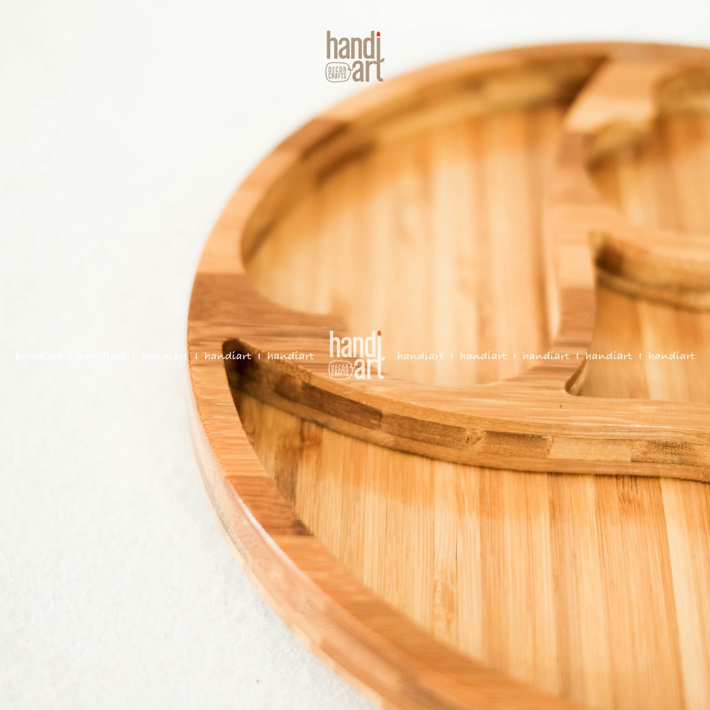 Khay gỗ tre tròn đựng bánh - Khay gỗ tre tròn nhiều ngăn - bamboo wooden tray