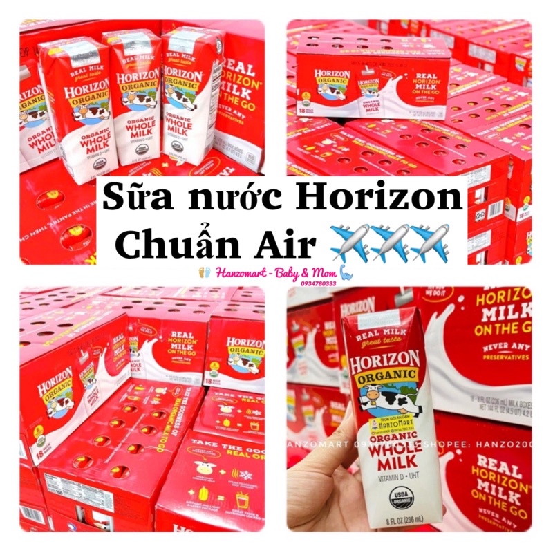 Sữa nước nguyên kem horizon organic hộp 236ml