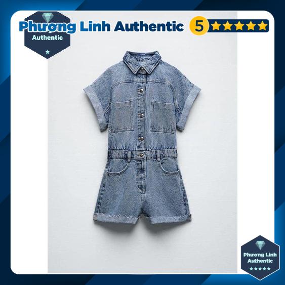 Jumpsuit Denim dáng ngắn cộc tay Zara Auth New Tag có sẵn 4979/036 4979036