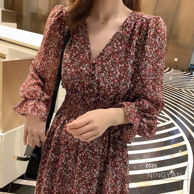 Đầm voan dài tay thời trang thanh lịch có size S-3XL dành cho nữ | BigBuy360 - bigbuy360.vn