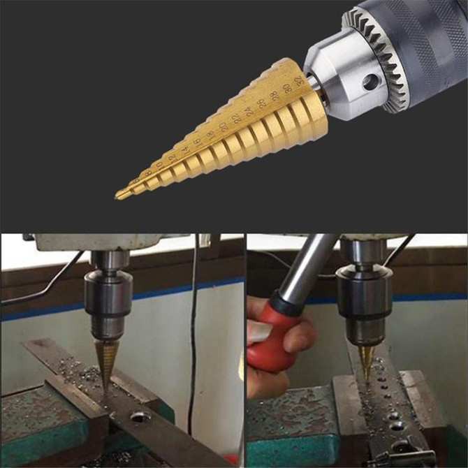 BỘ 3 MŨI KHOAN THÁP THẲNG  ĐƯỜNG KÍNH TỪ 4MM- 32MM