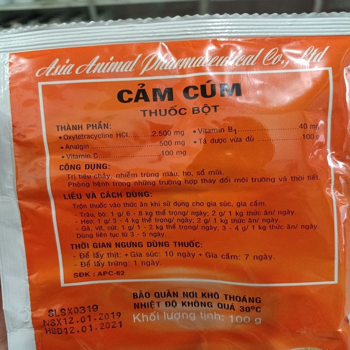 [Chăm Sóc Gà Chọi] thuốc gà - cảm cúm - 1 gói  100 gram
