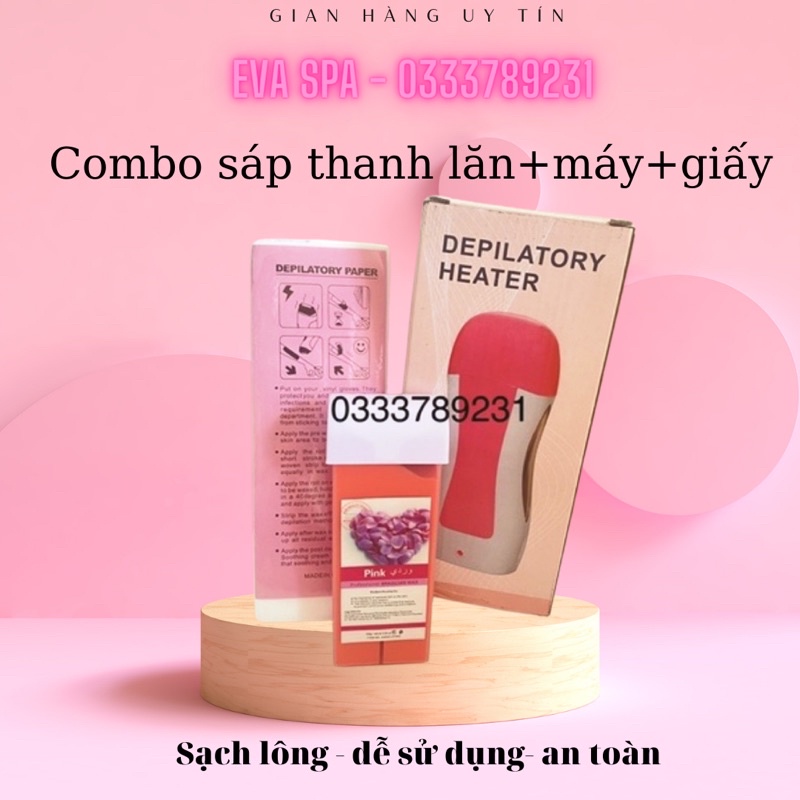 Combo Máy Nấu Sáp Triệt Lông Cầm Tay Tiện Lợi, Sạch Sẽ Gồm Máy Wax Lông+ Sáp Thanh Và Giấy