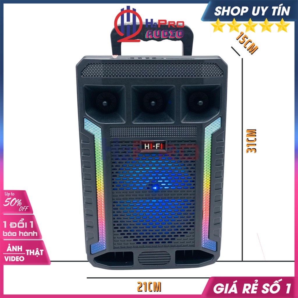 Loa Karaoke Bluetooth, Loa Karaoke Di Động Sz-16 Cao Cấp, Bass 16-100W-Đèn Led 7 Màu (Quà 199k Mic Có Dây)-H2Pro Audio