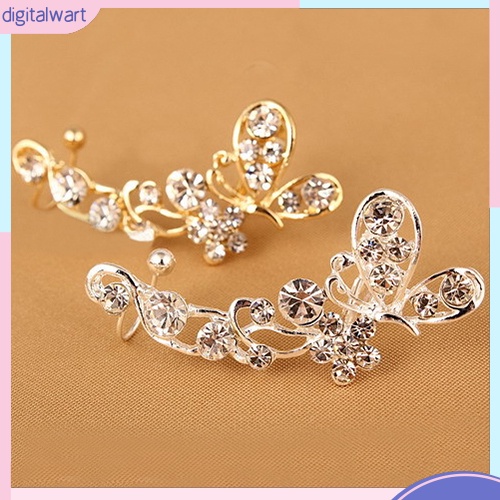 Khuyên Tai Kim Loại Hình Hoa Và Bướm Đính Đá Phong Cách Retro Cho Nữ