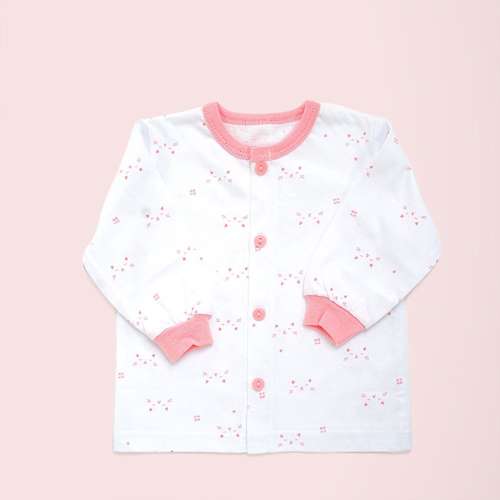 Áo Sơ Sinh Tay Dài, Tay Ngắn, Bộ, Nút Giữa MIOMIO, Họa Tiết Mặt Mèo Cho Bé Trai Bé Gái , 100% Cotton