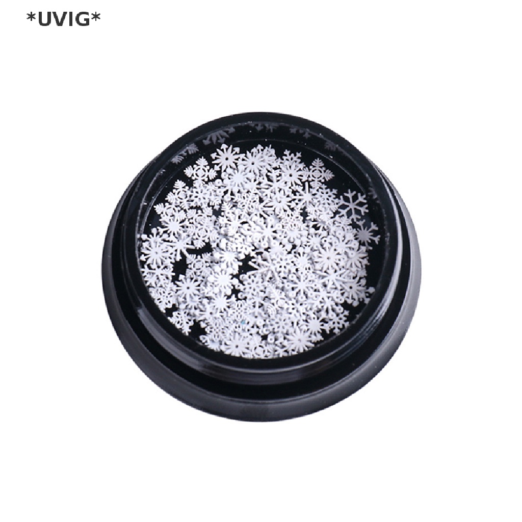 [[UVIG]] 1 Bottle/100pcs Nail Art Decorations for 2022 New Year Winter White Snowflakes [Hot Sell]