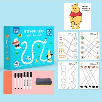 Đồ chơi giáo dục sớm thông minh cho bé tập viết tập tô nối điểm, nối số, luyện cầm bút, có thể xoá được- The Pooh