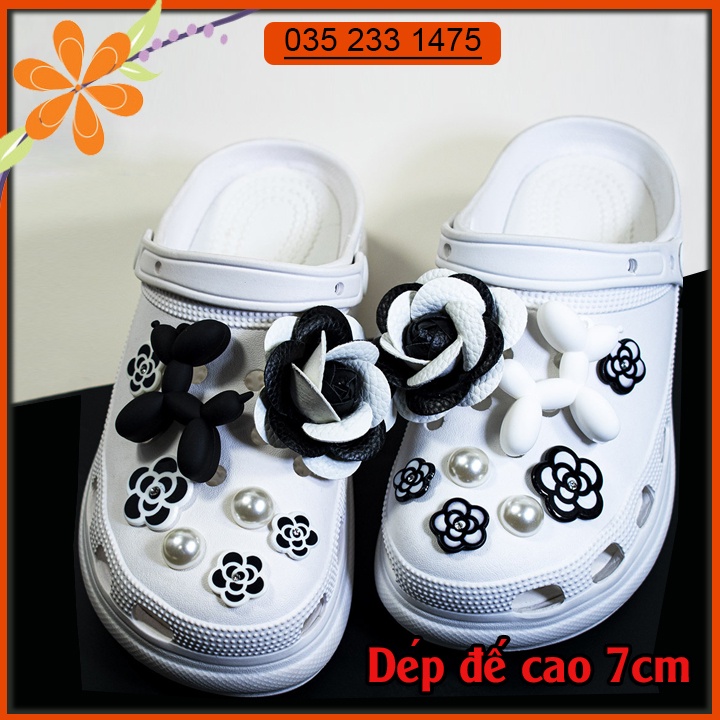 Dép Sục Nam Nữ Hàn Quốc Quai Ngang Chống Trơn - Dép Cross cao 7cm Đi Mưa Siêu Bền kèm stick siêu cute