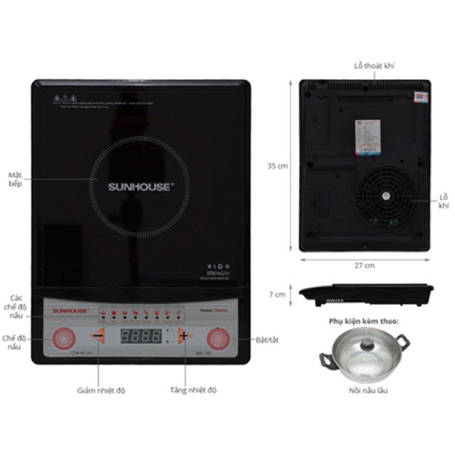 Bếp Từ Đơn cao cấp Kangaroo KG20IH10 công suất 2000w tặng kèm nổi lẩu inox bảo hành 12 tháng Shd6150 shopgiadinh247