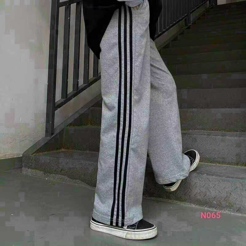 Quần nỉ ngoại sọc ống rộng unisex ulzzang nam nữ