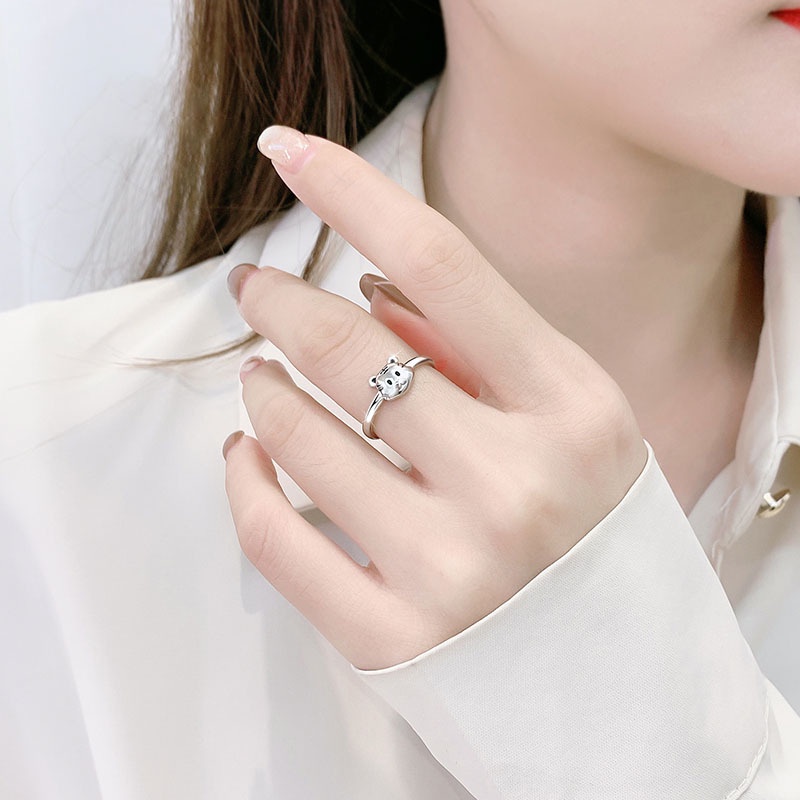 Nhẫn Hở Khắc Hình Chú Hổ Nhỏ May Mắn