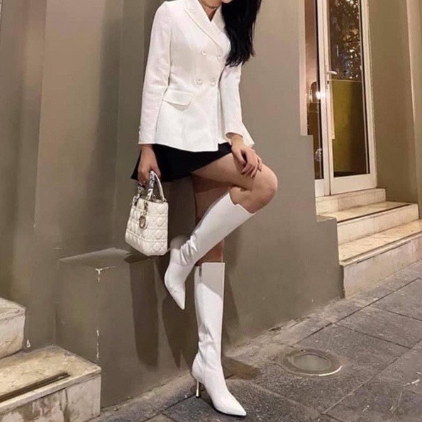 💖FULLBOX BOOT💖 Bốt nữ da cao cổ ôm chân gót nhọn mũi nhọn MPB