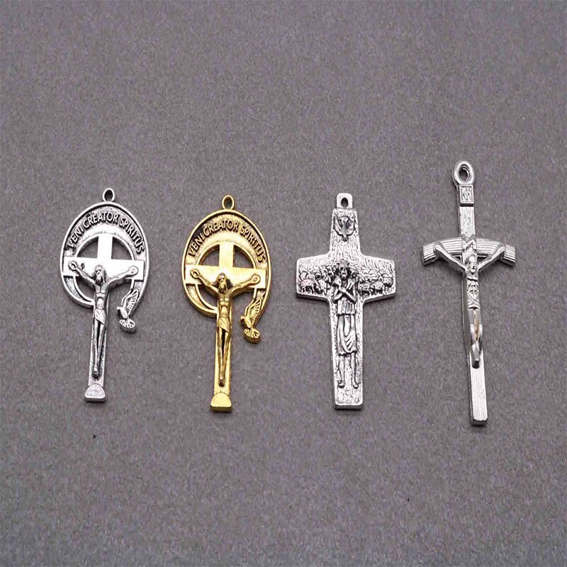 Bộ 10 Phụ Kiện Thánh Giá Cổ Điển charm Jesus cross medal, Rosary Jesus cross.