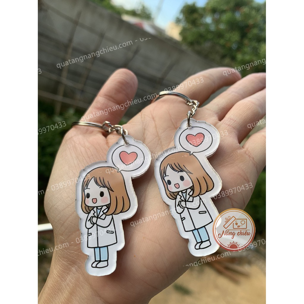 Móc khóa hình y tá, bác sỹ, lính cứu hỏa_ Cắt ghép chibi theo yêu cầu