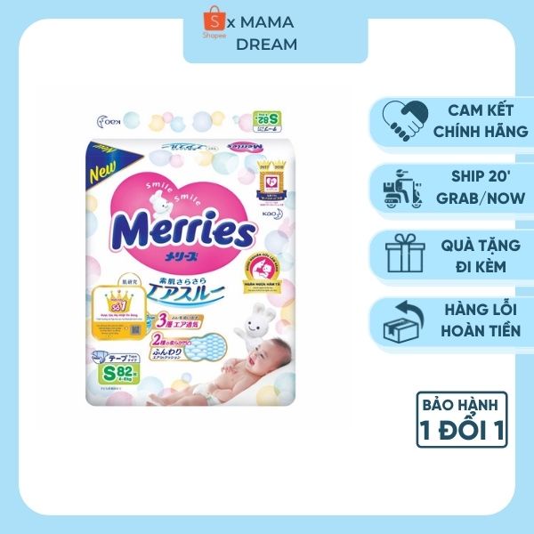 Bỉm Merries [FREESHIP] Bỉm Merries Cộng Miếng Chính Hãng Dán/Quần đủ size NB96/S88/M68/M64/L58/L50/XL44/XXL28