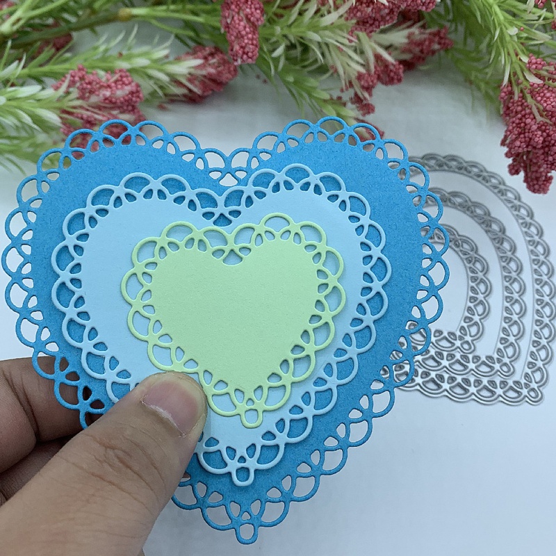 Khuôn Cắt Giấy Làm Từ Kim Loại Hình Trái Tim Trang Trí Scrapbook