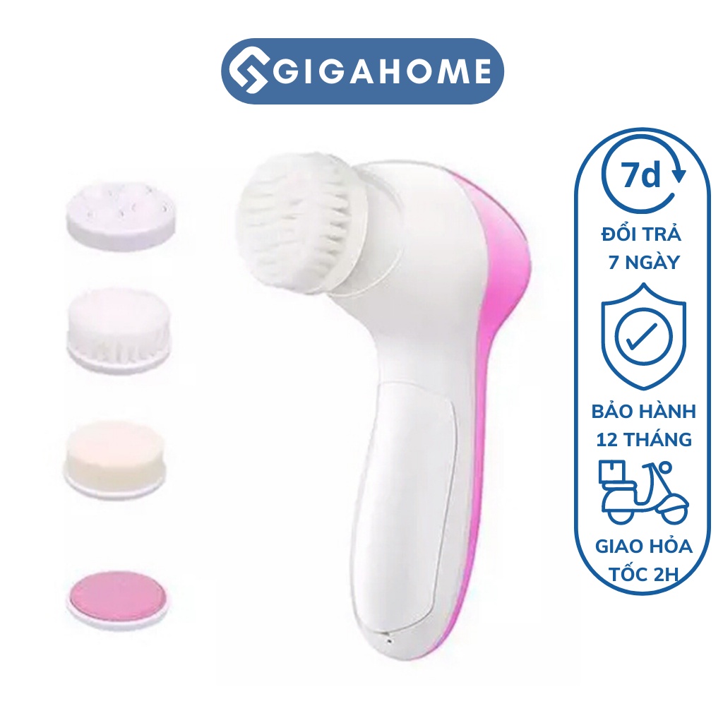 Máy Rửa Mặt Massage, Tẩy Da Chết GIGAHOME Tặng 5 Đầu Thay Thế Đa Năng 2200