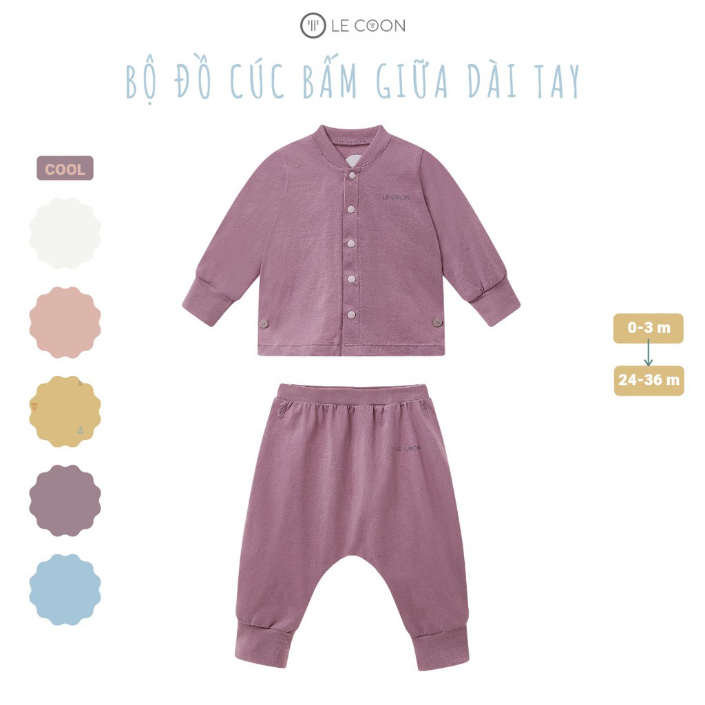 LE COON - Bộ quần áo Le coon cúc bấm giữa dài tay cho bé sơ sinh đến 3 tuổi chất liệu 100% cotton mỏng LC0658