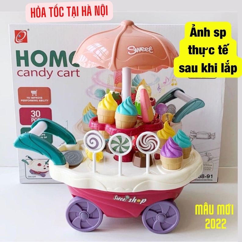 Đồ Chơi Xe Đẩy Kem Xe Bán Kem Cho Bé Có Đèn Nhạc 2 Tầng 30 Chi Tiết Đồ Chơi Đồ Hàng Cho Bé - BỐ KHỦNG LONG
