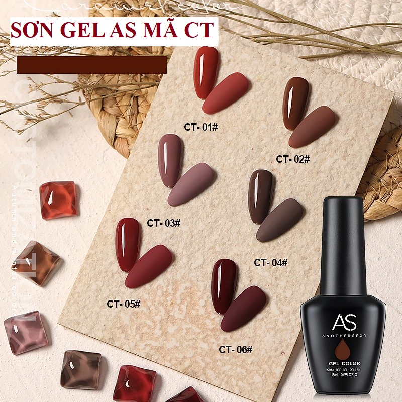 Sơn gel AS sơn nail sơn móng tay gel dùng máy hơ gel tone màu nâu đỏ đỏ thẫm đỏ đô trầm NAIL SUZY mã CT 15ml