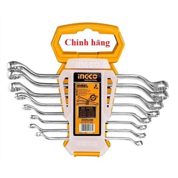 ĐỒ NGHỀ INGCO Bộ 8 cờ lê hai vòng  (6-22mm)  HKSPA3088 (Cam kết Chính Hãng 100%)