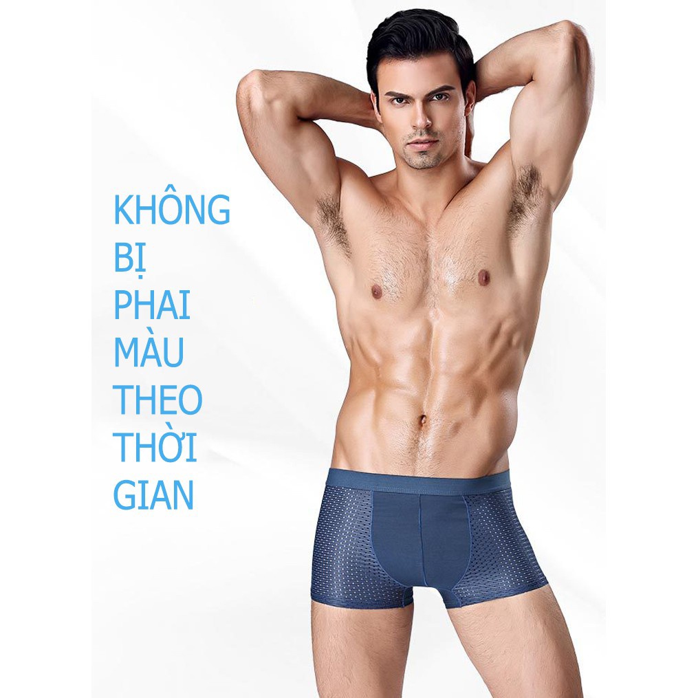 Set 4 Quần Boxer nam No: 408, Sịp đùi nam thun lạnh thông hơi siêu mát lạnh - Hàng cao cấp xuất Nhật