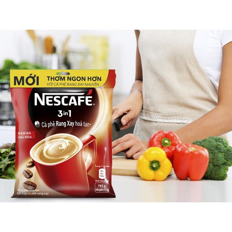 Cà phê rang xay hoà tan Nescafe 3in1 bịch 46 gói*17g