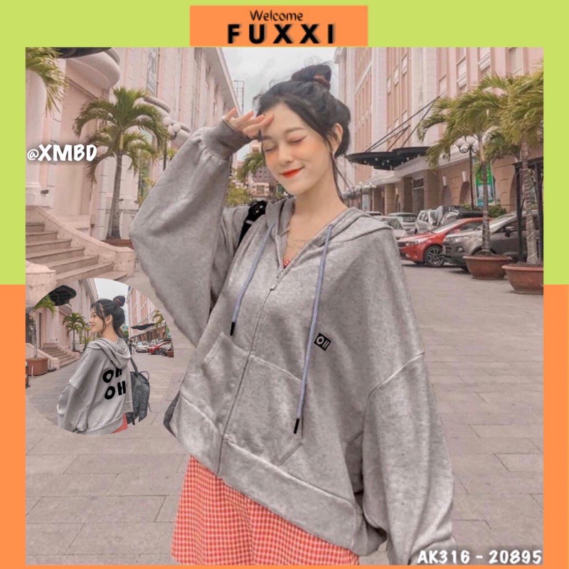 ⚡️ FREESHIP ⚡️ Áo Khoác Nỉ 316 Form Lửng Rộng Cánh Dơi "Oh Oh" Hàng Unisex