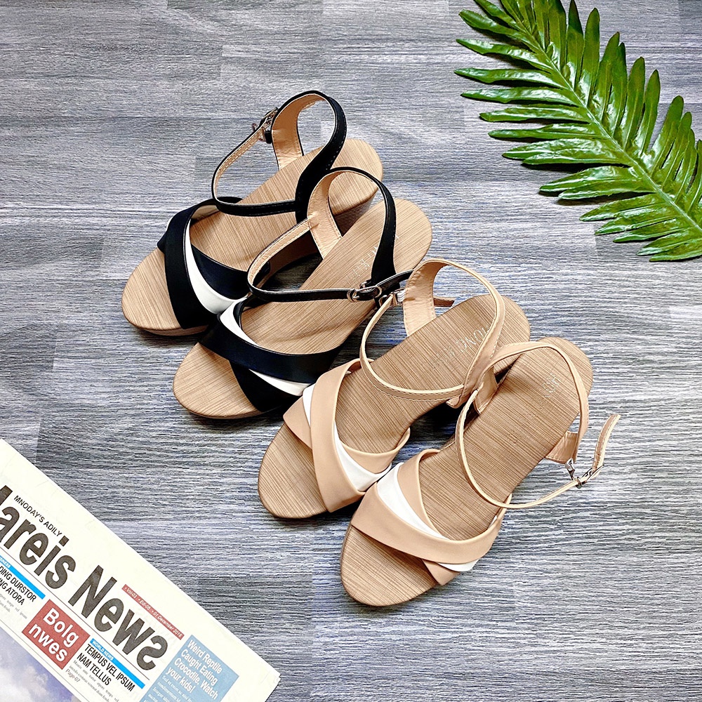 Sandal đế xuồng giả cói quai chéo phối màu 9p tôn dáng tôn da cực xinh - TT424