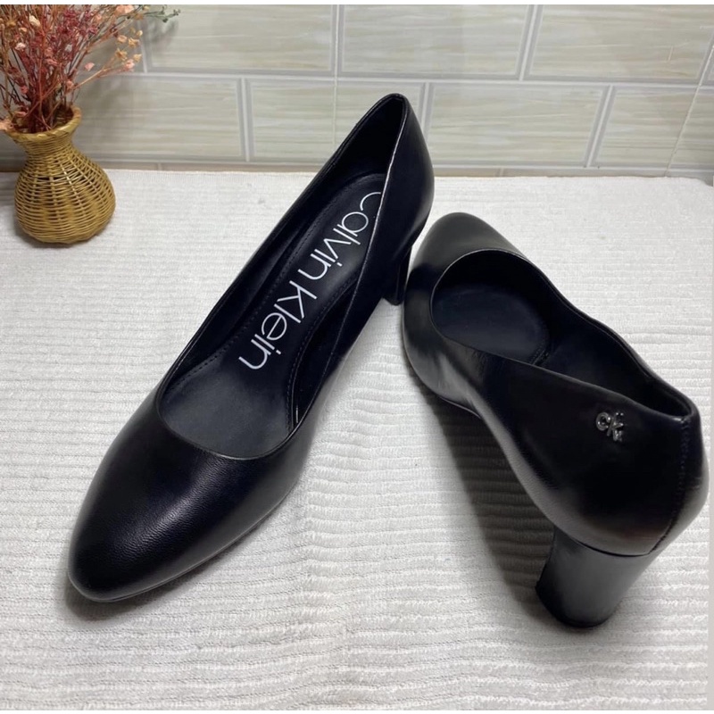 Giày Cao Gót Calvin Klein logo ck Cao Cấp cao 7.6cm