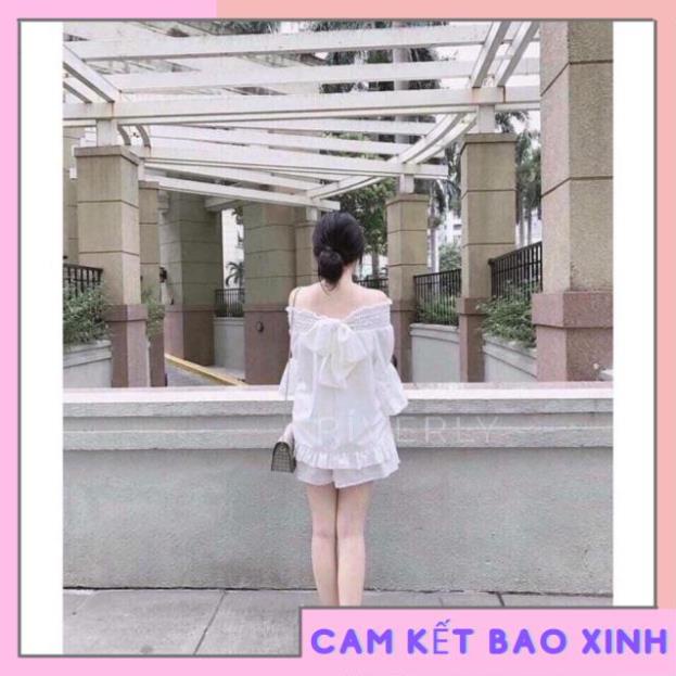 ÁO KIỂU CỘT NƠ GIỮA TRẮNG TINH KHÔI MẶC ĐƯỢC HAI KIỂU B2 [Hàng Siêu Cấp]